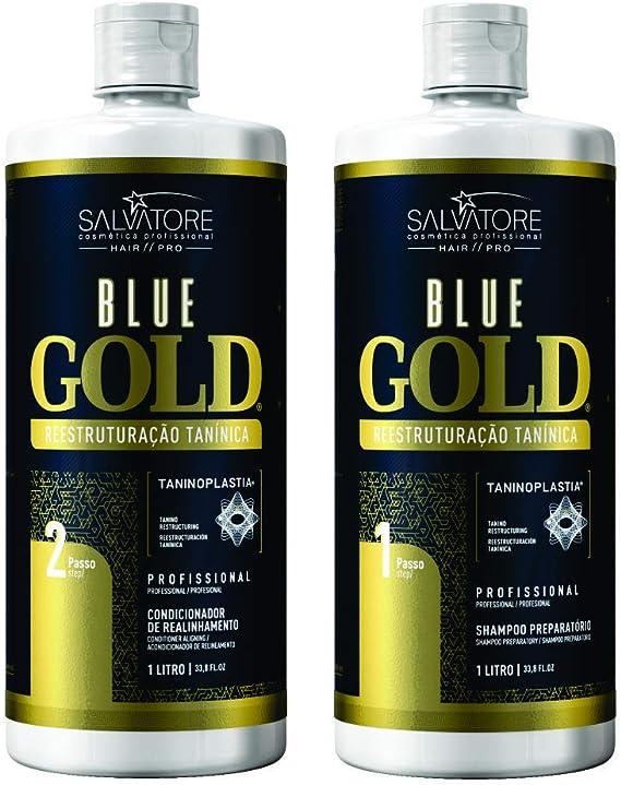 Progressiva Shampoo + Condicionador Alisante Blue Gold 1000 ml
